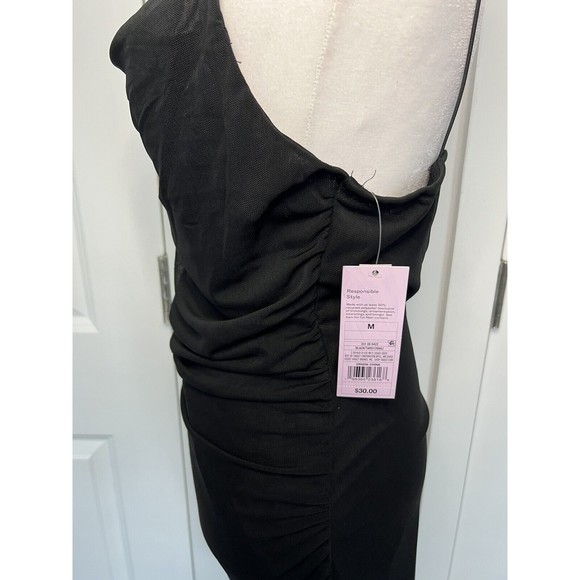 Wild Fable Black Mesh Dress Ruched Cowl Neck Size M Medium NWT - Picture 4 of 5